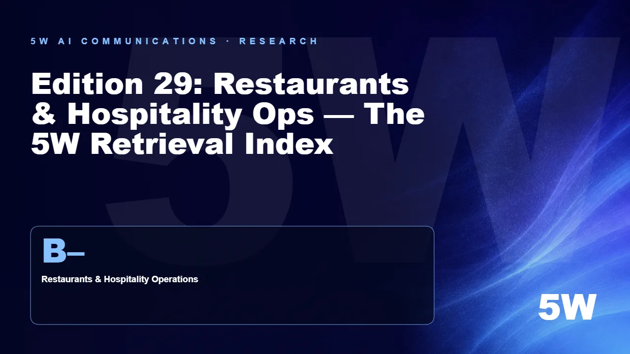 Edition 29: Restaurants & Hospitality Ops — The 5W Retrieval Index